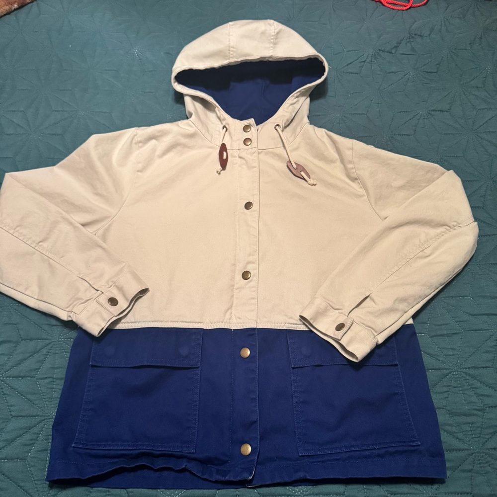 J. Crew Women’s Small S Two-Tone Blue and Cream/Khaki Jacket - Picture 3 of 9